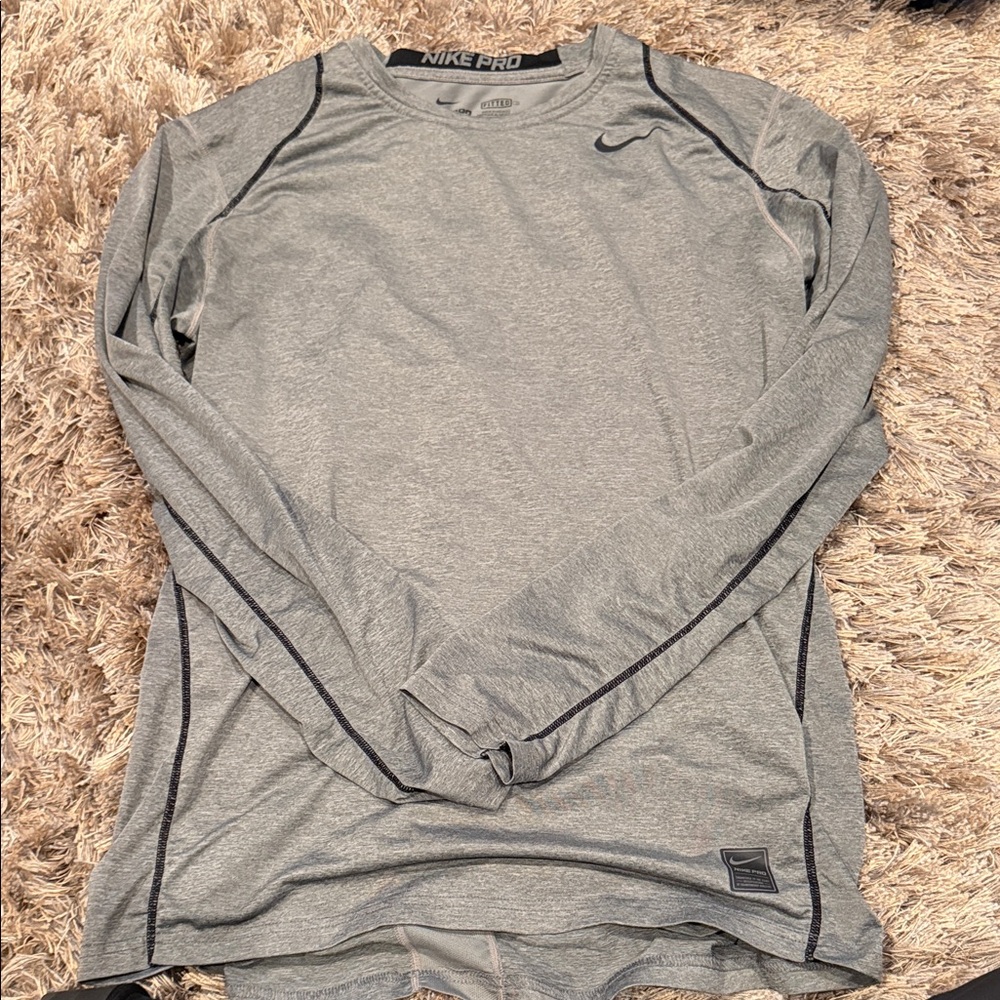 Nike Pro Heather Gray Long Sleeve Top